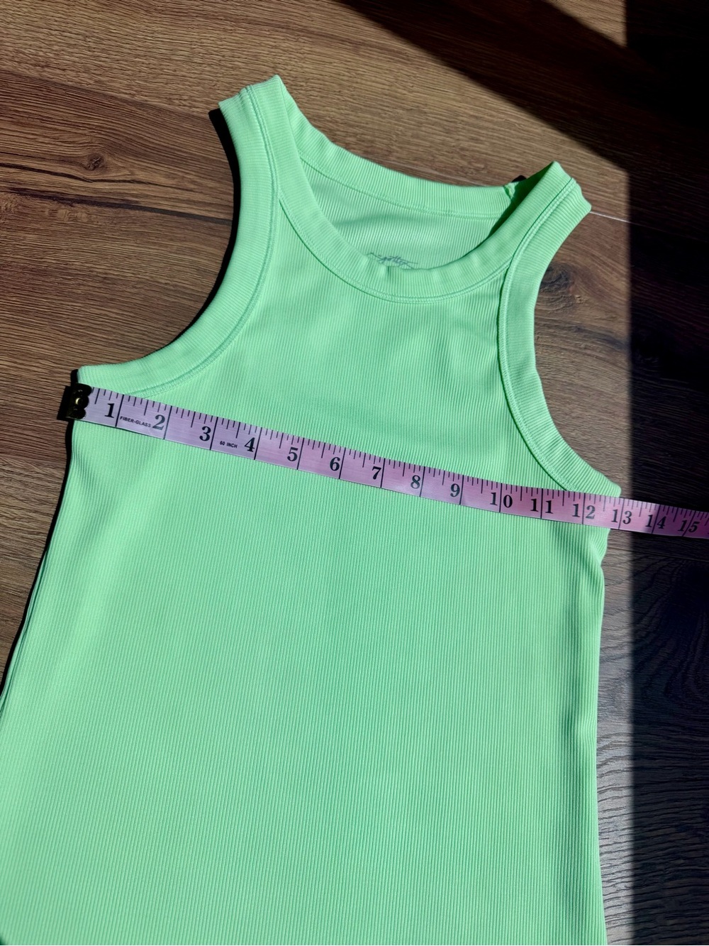 Lime Green Ribbed Racerback Fitted Tank Top M - Picture 2 of 5